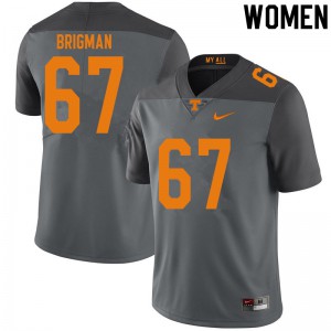 Womens #67 Jacob Brigman Tennessee Volunteers Limited Football Gray Jersey 229177-701