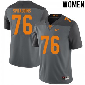 Womens #76 Javontez Spraggins Tennessee Volunteers Limited Football Gray Jersey 425010-658
