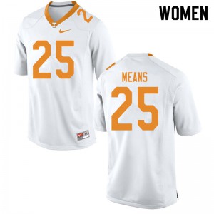 Womens #25 Jerrod Means Tennessee Volunteers Limited Football White Jersey 412587-479