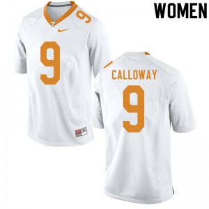 Womens #9 Jimmy Calloway Tennessee Volunteers Limited Football White Jersey 178888-752
