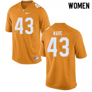Womens #43 Marshall Ware Tennessee Volunteers Limited Football Orange Jersey 973750-319