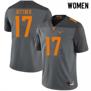 Womens #17 Michael Bittner Tennessee Volunteers Limited Football Gray Jersey 680219-558