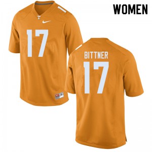 Womens #17 Michael Bittner Tennessee Volunteers Limited Football Orange Jersey 422097-653