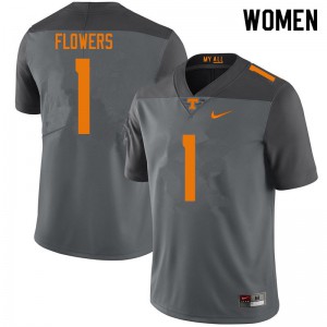 Womens #1 Trevon Flowers Tennessee Volunteers Limited Football Gray Jersey 119624-601