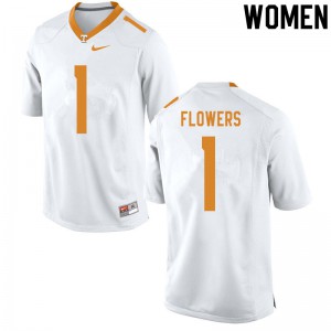 Womens #1 Trevon Flowers Tennessee Volunteers Limited Football White Jersey 454414-161
