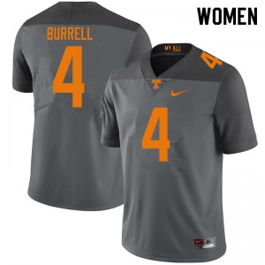 Womens #4 Warren Burrell Tennessee Volunteers Limited Football Gray Jersey 378189-610