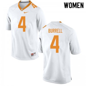 Womens #4 Warren Burrell Tennessee Volunteers Limited Football White Jersey 691412-665