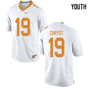 Youth #19 Keller Chryst Tennessee Volunteers Limited Football White Jersey 257190-689
