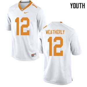 Youth #12 Zack Weatherly Tennessee Volunteers Limited Football White Jersey 378523-657