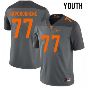 Youth #77 Chris Akporoghene Tennessee Volunteers Limited Football Gray Jersey 660057-632