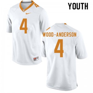 Youth #4 Dominick Wood-Anderson Tennessee Volunteers Limited Football White Jersey 344875-206