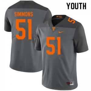 Youth #51 Elijah Simmons Tennessee Volunteers Limited Football Gray Jersey 648065-233