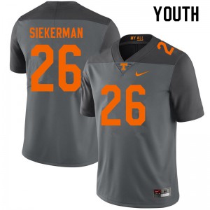 Youth #26 JT Siekerman Tennessee Volunteers Limited Football Gray Jersey 422306-642
