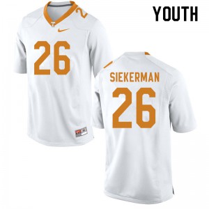 Youth #26 JT Siekerman Tennessee Volunteers Limited Football White Jersey 684186-728