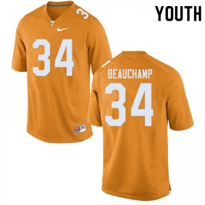 Youth #34 Deontae Beauchamp Tennessee Volunteers Limited Football Orange Jersey 310325-726
